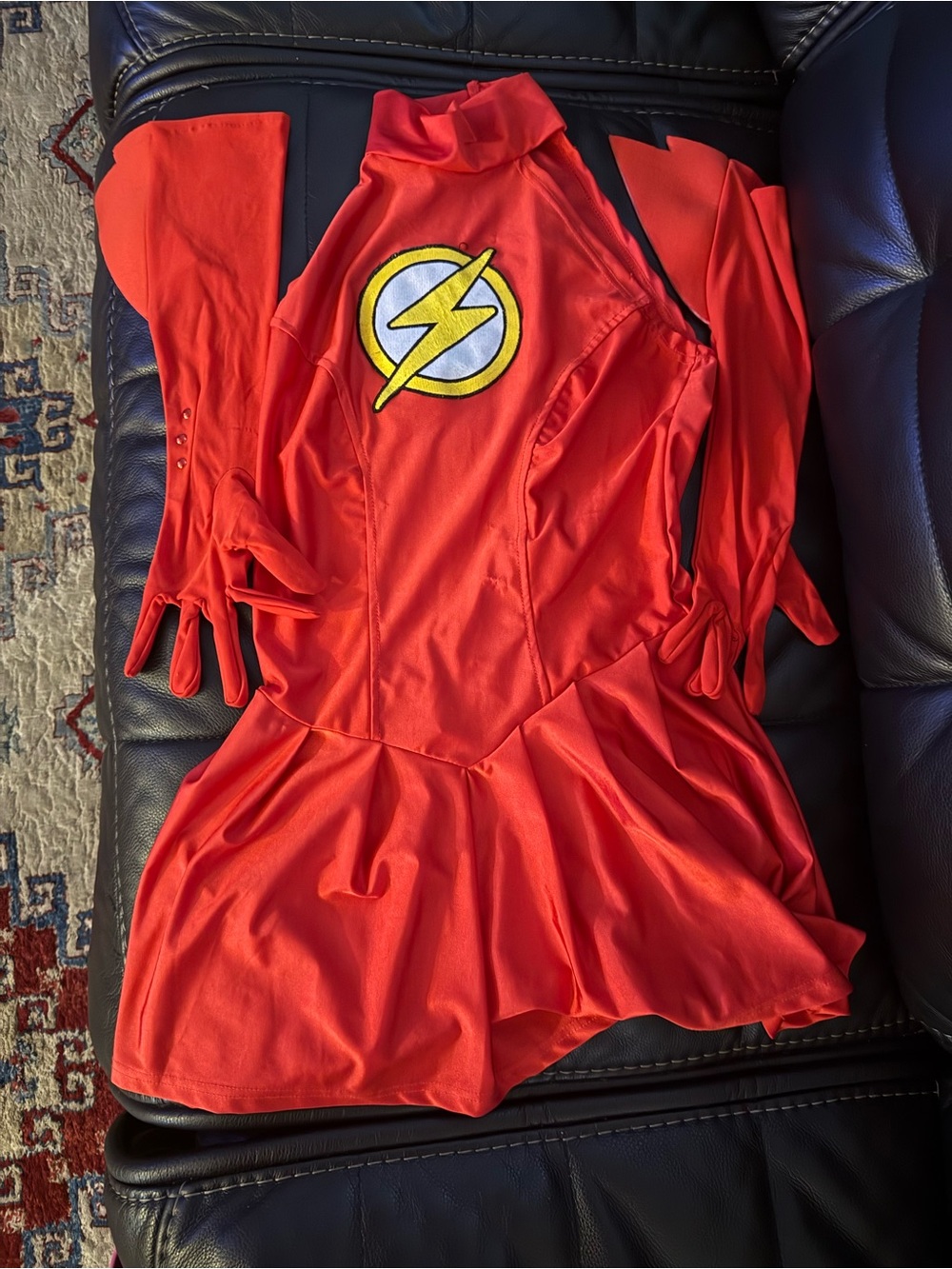 Women's Red Flash Dress Costume with Red Gloves